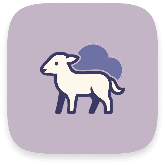 Agnus Cloud logo featuring a stylized white sheep in front of a blue cloud on a light purple background.